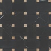 Jumbo Basketweave Sahara Noir & Beige Dot 11.25x11.25 Honed Marble Mosaic