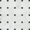 Jumbo Basketweave White Carrara & Absolute Black Dot 11.25x11.25 Honed Marble Mosaic