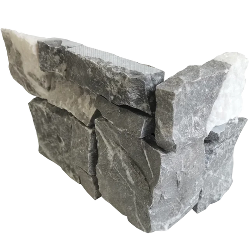 Jumbo Fossil Grey 20x8 Wired Mesh Quartzite Ledger Corner