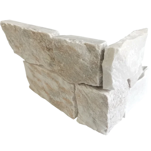 Jumbo Ledgers Malibu White 20x8 Wired Mesh Limestone Ledger Corner