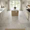 Jura Gray Honed 12x12 Limestone Tile — Kitchen floor