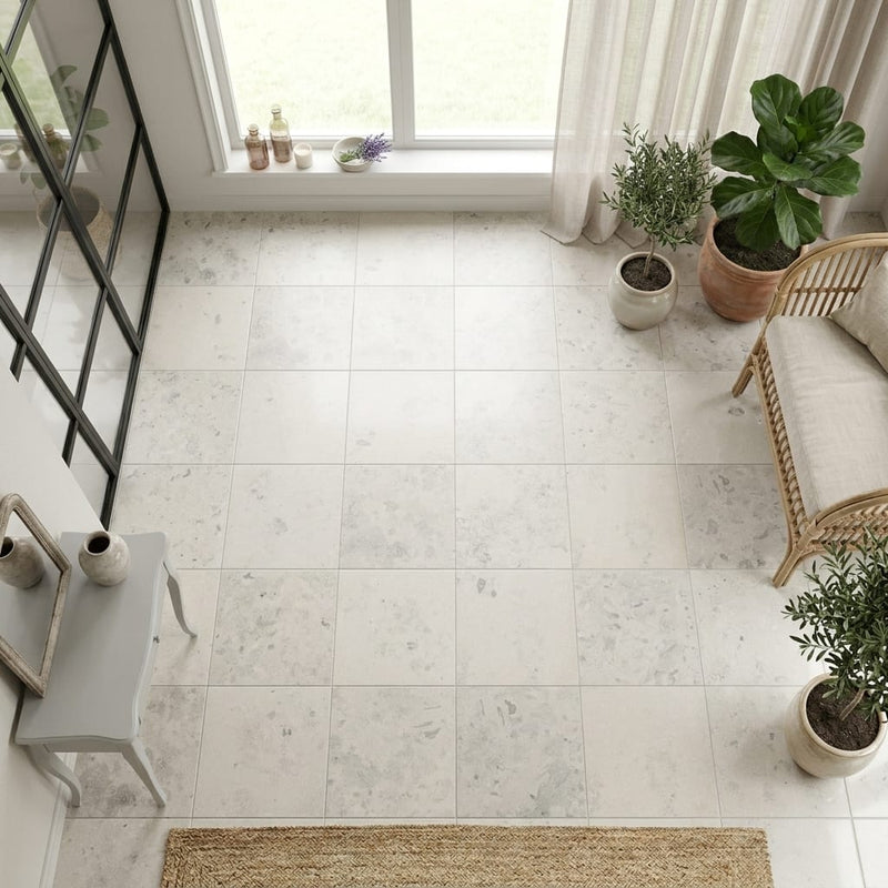 Jura Gray Honed 12x12 Limestone Tile — Sunroom floor