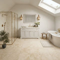 Jurastone Beige Limestone Tile 12x12 Honed 3/8 inch — Bathroom floor