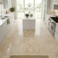 Jurastone Beige Limestone Tile 12x12 Honed 3/8 inch — Kitchen floor