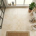 Jurastone Beige Limestone Tile 12x12 Honed 3/8 inch — Sunroom floor