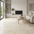 Jurastone Beige Limestone Tile 12x24 Honed 3/8 inch — Living Room floor