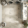 Jurastone Grey Limestone Tile 12x12 Honed 3/8 inch — Laundry Room floor