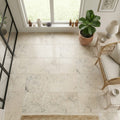 Jurastone Grey Limestone Tile 12x12 Honed 3/8 inch — Sunroom floor