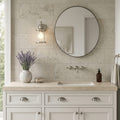 Jurastone Grey Limestone Tile 12x24 Honed 3/8 inch — Bathroom vanity wall