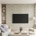 Jurastone Grey Limestone Tile 12x24 Honed 3/8 inch — Living Room feature wall