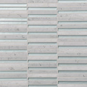 Kaikos Blue & White Carrara 12x11.75 3/8x4 Stacked Glass Stone Mosaic