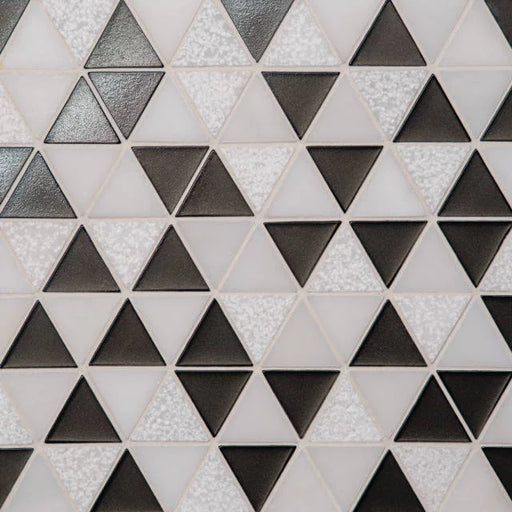 Kaikos Brown & Oriental White 1-3/4 Triangle Glass/Stone Mosaic