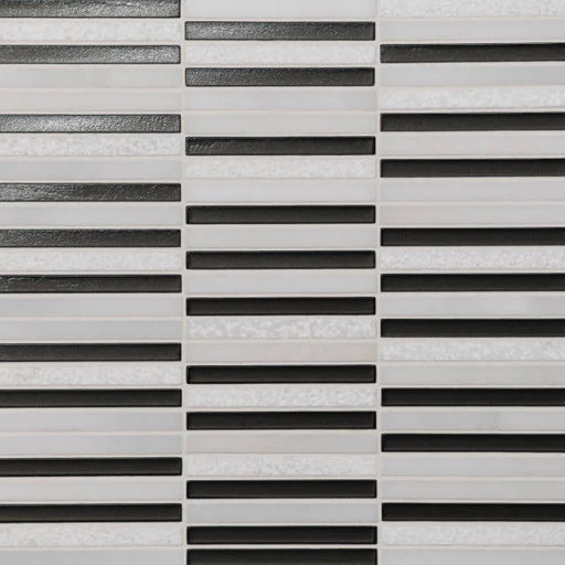 Kaikos Brown & Oriental White 12x11.75 Stacked Glass/Stone Mosaic