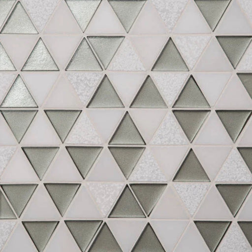 Kaikos Gray & Oriental White 10x9.5 Triangle Glass/Stone Mosaic