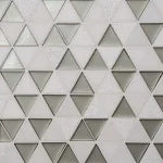 Kaikos Gray & Oriental White 10x9.5 Triangle Glass/Stone Mosaic