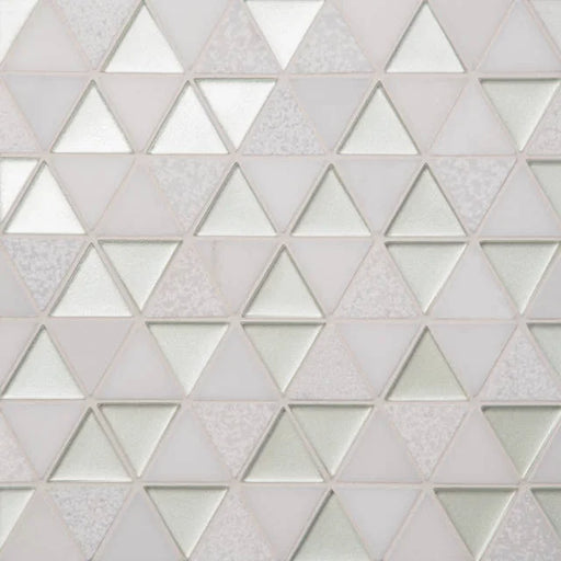 Kaikos Pearl & Oriental White 10x9.5 1-3/4 Triangle Glass/Stone Mosaic