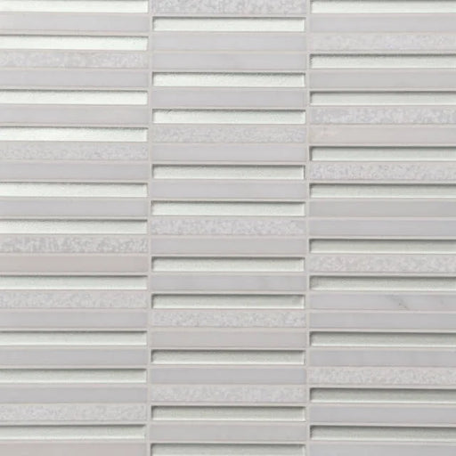 Kaikos Pearl & Oriental White 12x11.75 Stacked Glass/Stone Mosaic
