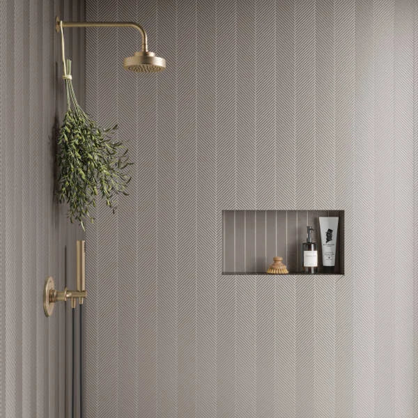 Kaikos Skinny Chevron All Glass Pearl Matte 11.25x11.25 Mosaic Tile