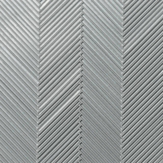 Kaikos Silver Matte Skinny Chevron All Glass Mosaic