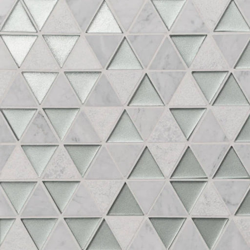 Kaikos Silver & White Carrara 10x9.5 Triangle Marble Mosaic