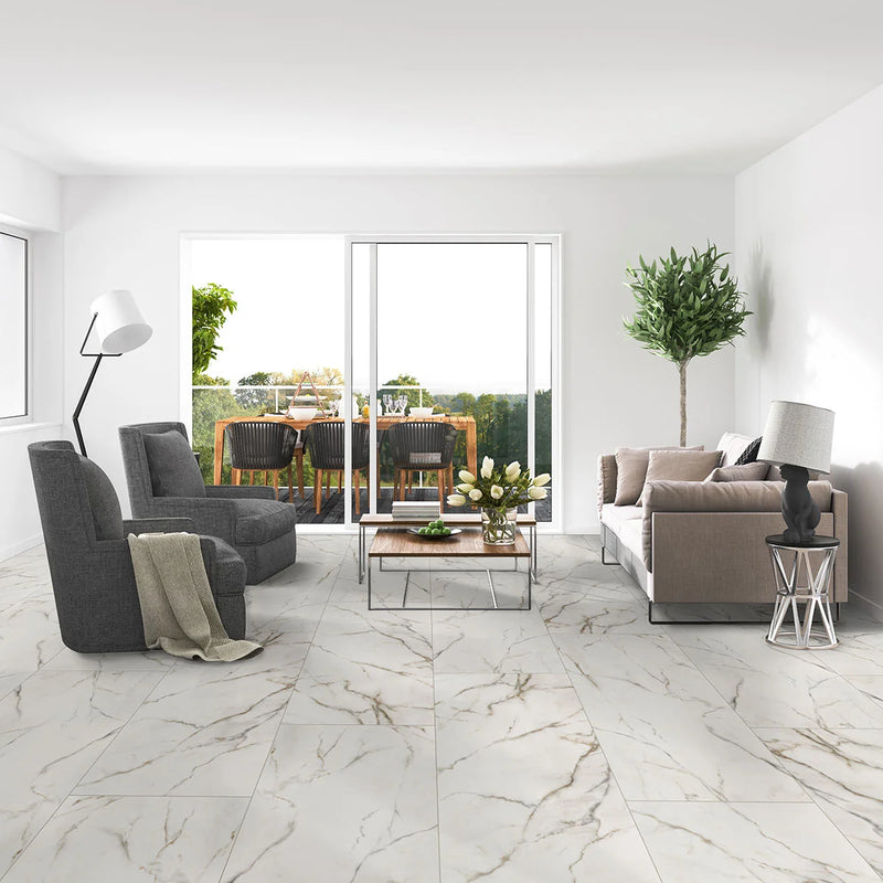 Kaya Calacatta Lucca 12x24 Polished Porcelain Tile