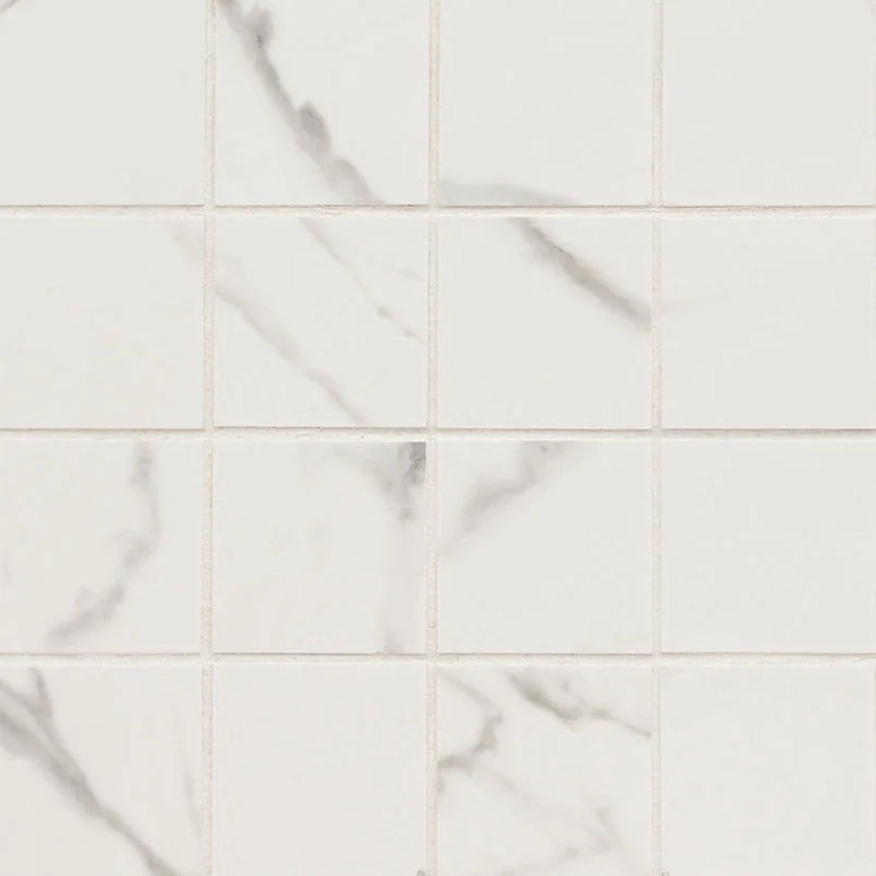 Kaya Calacatta Venato 3x3 Matte Porcelain Marble Look Mosaic Tile