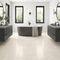 Konkrete Bianco Matte 12x24 Porcelain Tile — Bathroom floor
