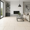Konkrete Bianco Matte 12x24 Porcelain Tile — Living Room floor