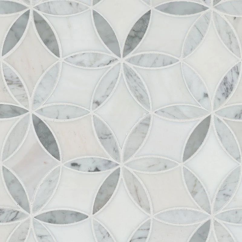 La Fleur Polished Pattern 8mm Marble Mosaic Tile