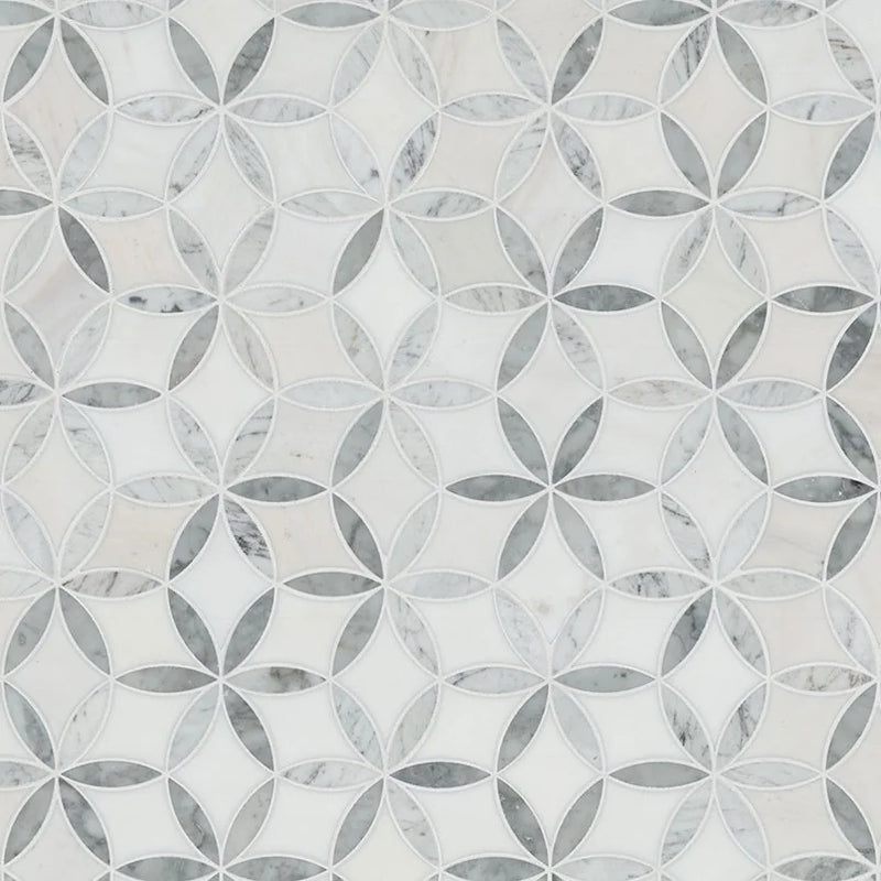 La Fleur Polished Pattern 8mm Marble Mosaic Tile