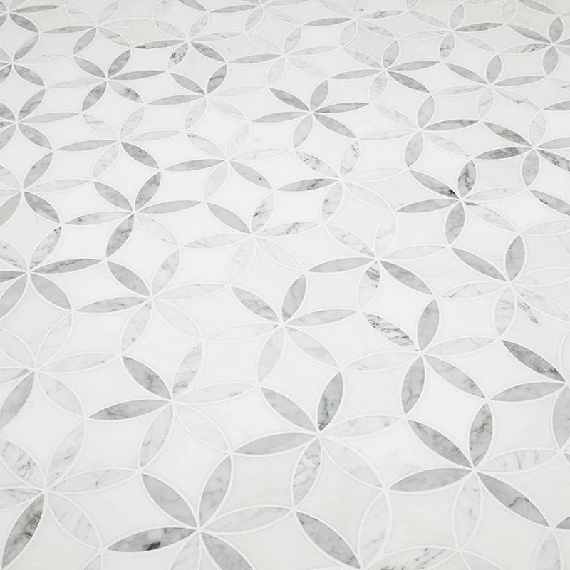 La Fleur Polished Pattern 8mm Marble Mosaic Tile