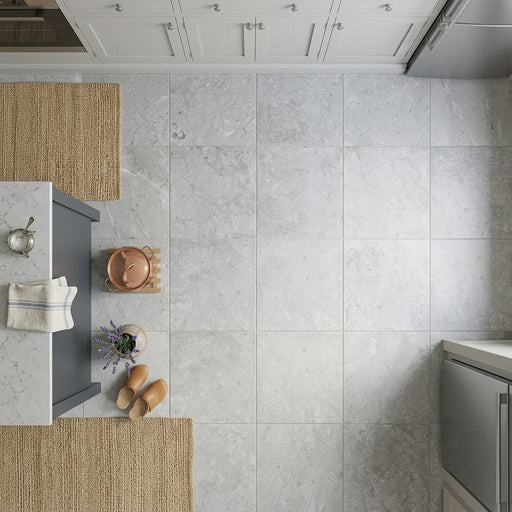 Lagos Blue Azul 24x24 Honed Limestone Tile — Kitchen floor