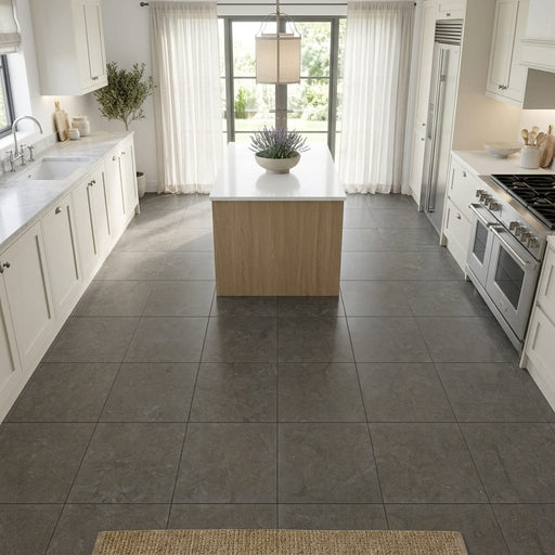 Lagos Blue Limestone Tile 12x12 Honed 3/8 inch — Kitchen floor
