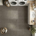 Lagos Blue Limestone Tile 12x12 Honed 3/8 inch — Laundry Room floor
