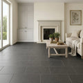 Lagos Blue Limestone Tile 12x24 Leathered 3/8 inch — Living Room floor