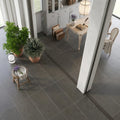 Lagos Blue Limestone Tile 18x36 Honed 3/8 inch — Living Room floor