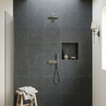 Lagos Blue Limestone Tile 24x24 Honed 3/8 inch — Bathroom shower wall
