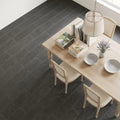 Lagos Blue Limestone Tile 6x18 Honed 3/8 inch 8x24 — Living Room floor