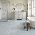Lagos Blue Nova 18x36 Brushed Limestone Tile — Bathroom floor