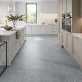 Lagos Blue Nova 18x36 Brushed Limestone Tile — Kitchen floor