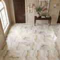 Latravonya Travertine 12x12 Filled & Honed Travertine Tile — Foyer floor