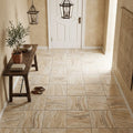 Latravonya Travertine 12x12 Tumbled Travertine Tile — Hallway floor