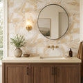 Latravonya Travertine 12x24 Filled & Honed Travertine Tile — Bathroom vanity wall