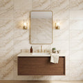 Latravonya Travertine 16x24 Filled & Honed Travertine Tile — Bathroom vanity wall