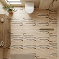 Latravonya Travertine 16x24 Unfilled, Brushed & Chiseled Travertine Tile — Bathroom floor