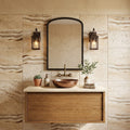 Latravonya Travertine 16x24 Unfilled, Brushed & Chiseled Travertine Tile — Bathroom vanity wall