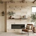 Latravonya Travertine 16x24 Unfilled, Brushed & Chiseled Travertine Tile — Living Room fireplace surround