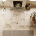 Latravonya Travertine 16x24 Unfilled, Brushed & Chiseled Travertine Tile — Living Room floor