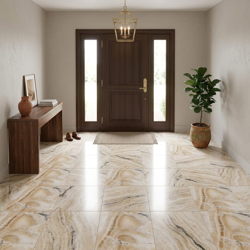 Latravonya Travertine 18x18 Filled & Honed Travertine Tile — Foyer floor