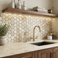 Latravonya Travertine 2x2 Filled & Honed Travertine Hexagon Mosaic — Kitchen backsplash